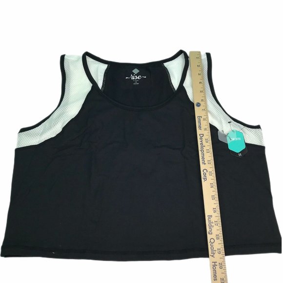 Womens Cropped Tank 2X Lularoe Workout Top Black White Mesh Fitness Exercise - Picture 5 of 9
